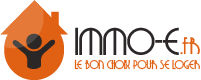 Logo de IMMO-E, l'agence immobilière qui fait des heureux !